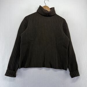 Vintage banana Republic Sweater men's Medium Green Turtleneck Knit Wool 90s